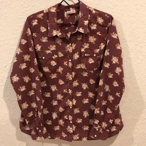 Retro Flower Button Down Shirt